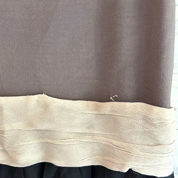 Anthropologie Yoana Baraschi Fit & Flare dress Gray Cream Beaded Ruffle - Picture 11 of 11